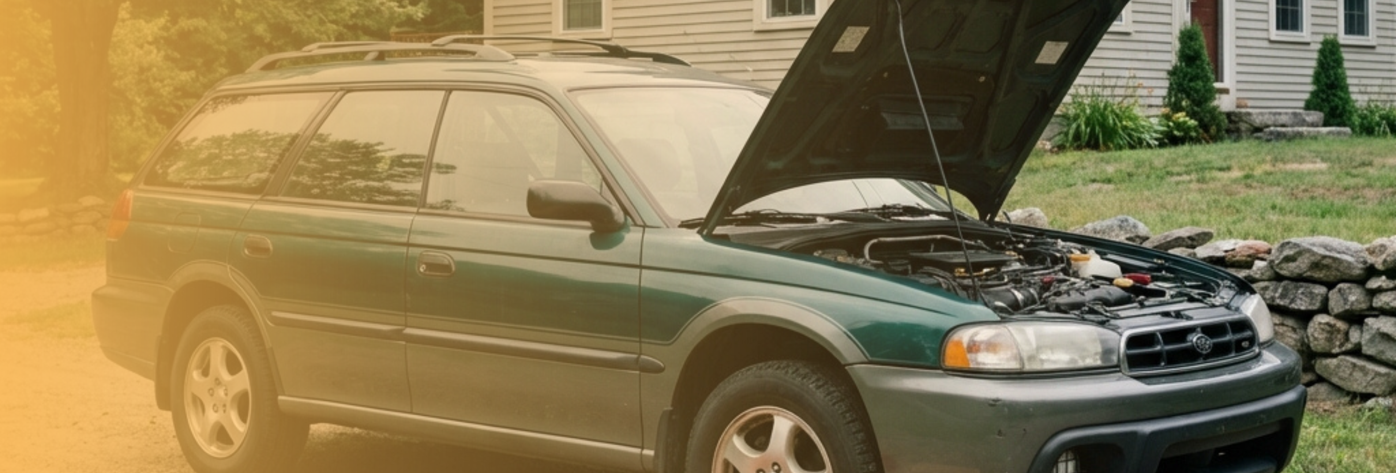 Vehicle Maintenance in Residential Driveway