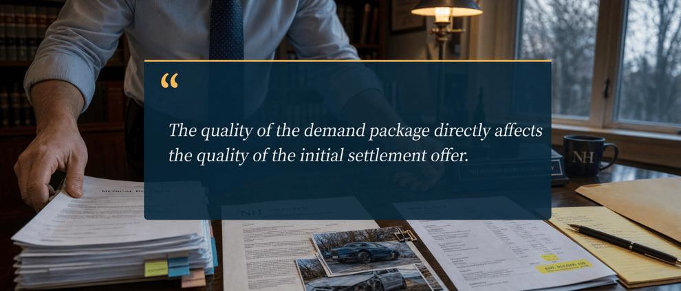 attorney-preparing-demand-package-new-hampshire-car-accident