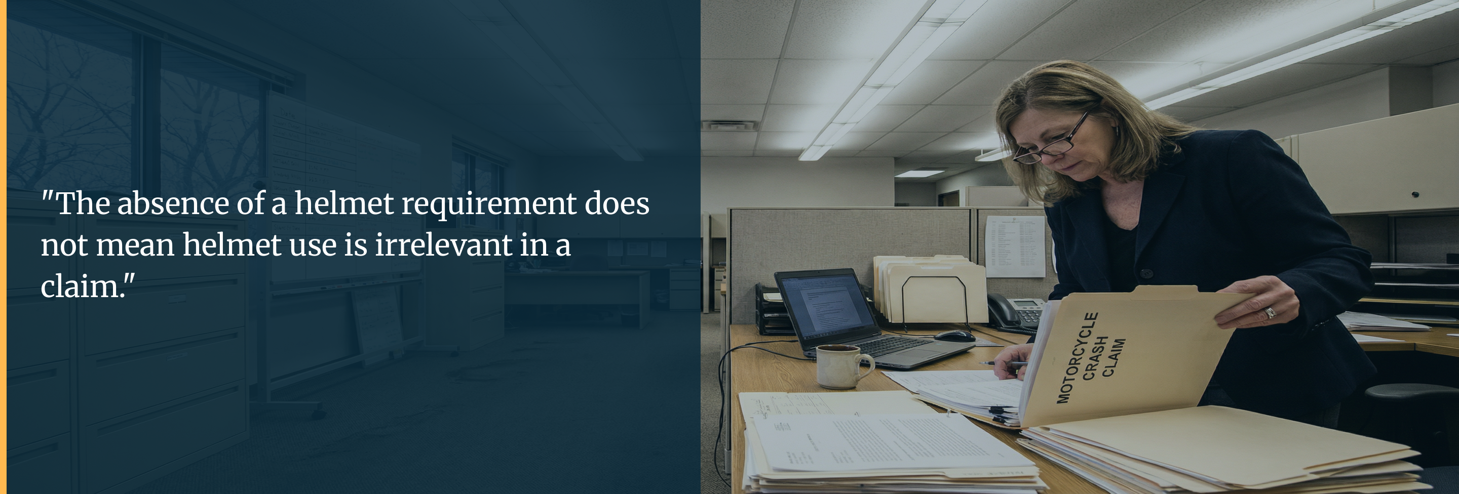 insurance-adjuster-reviewing-motorcycle-crash-fault-documents