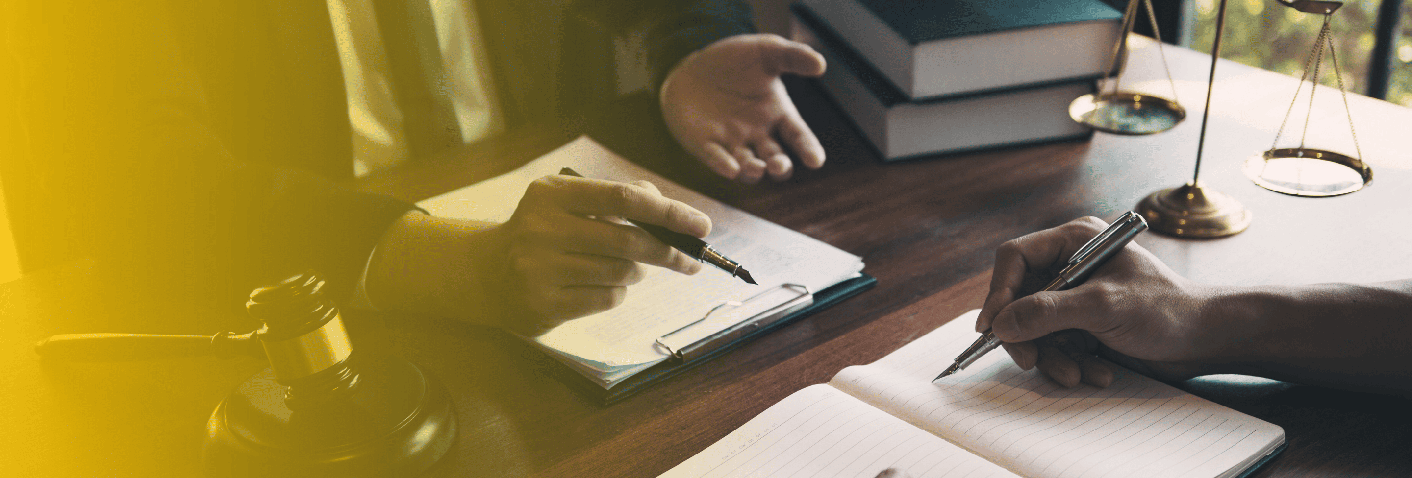 Lawyers reviewing case notes